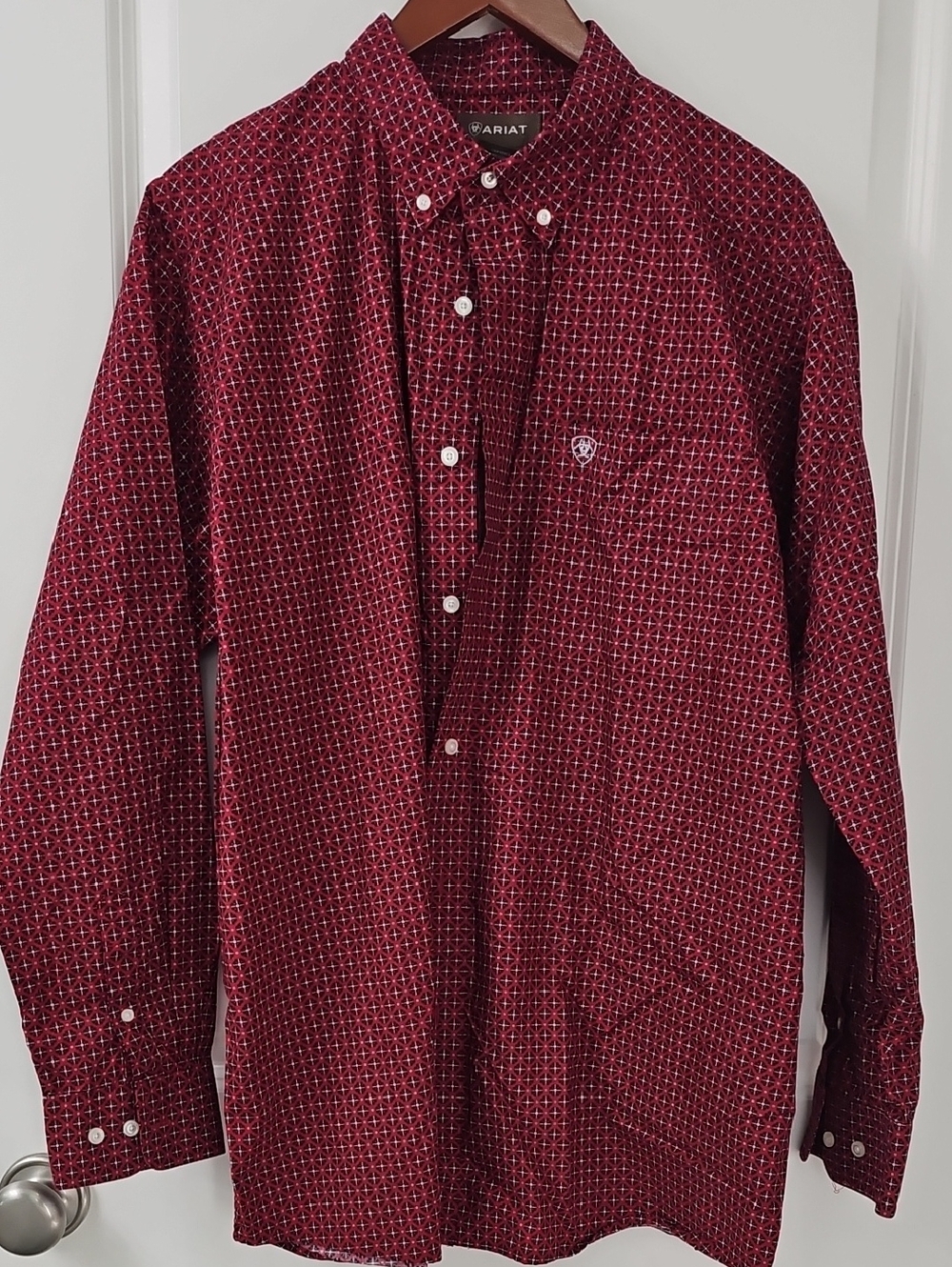 Ariat Men's Maroon Geometric Button-Down Shirt